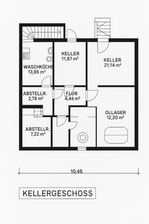 Zwei- bis Dreifamilienhaus + Großes Nebengebäude / Halle in gesuchter Lage - KG Raumaufteilung